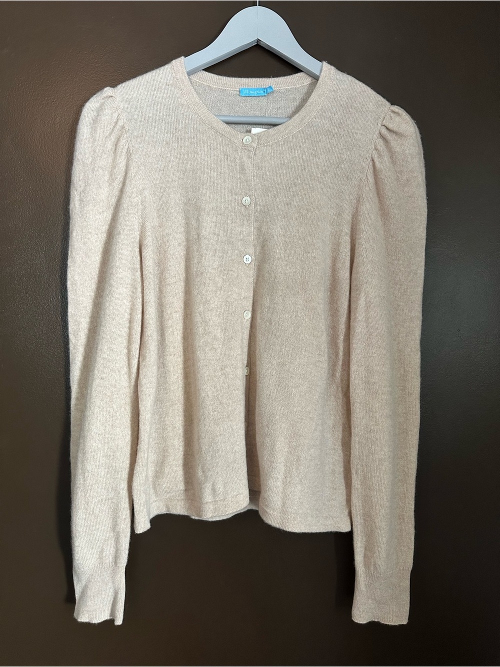 J. MCLAUGHLIN Puff Shoulder Button Front 100% Cashmere Cardigan Size Large NWT